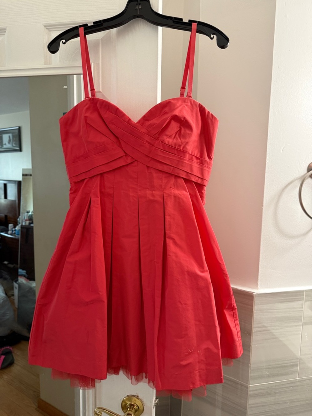 BCBGMaxAzria Coral Sweetheart Fit-and-Flare Mini Dress